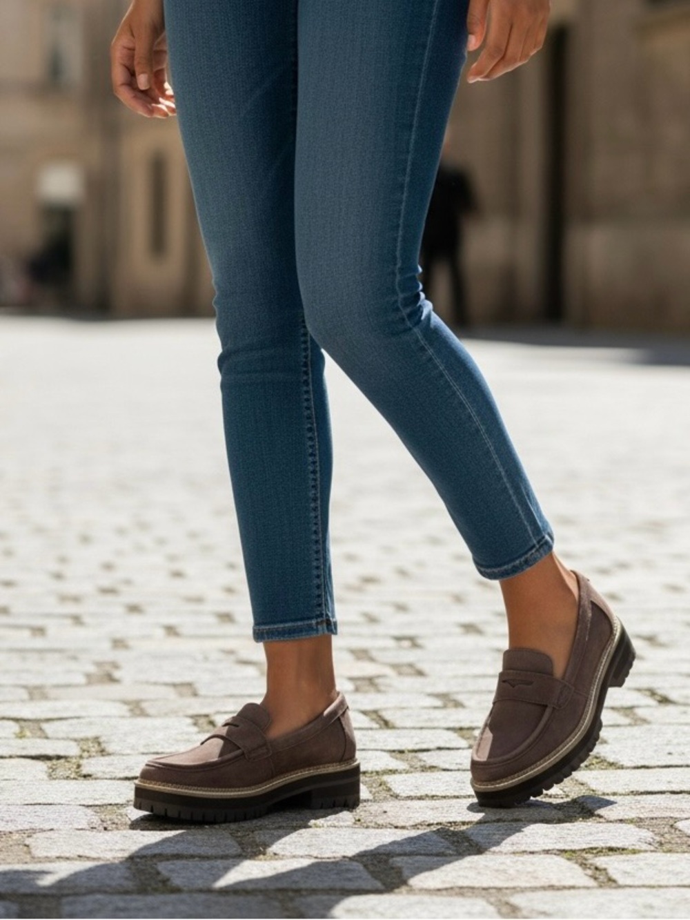 TOMS Cara Lug Sole Penny Loafers – Oak Brown Leather – Women’s Size 8 NWT No Box